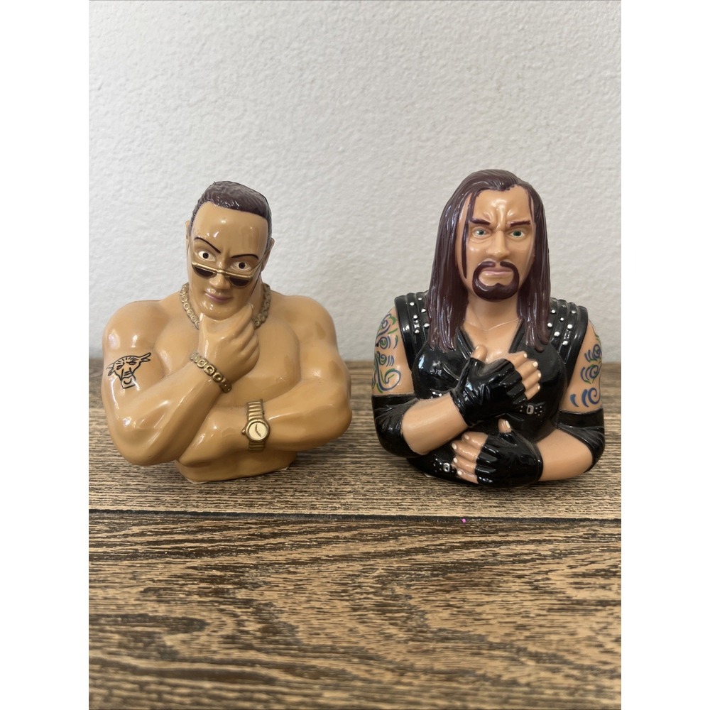 1999 WWF WWE Titan Sports The Rock & UndertakCandy Container Wrestling Figure 4"